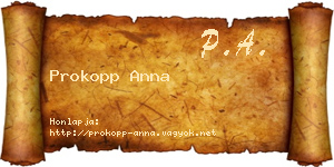 Prokopp Anna névjegykártya